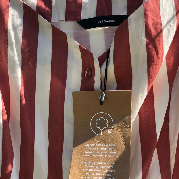 VERO MODA | XL | Masala Delta Button Red Striped Dress 100% Organic Cotton NWT - Picture 8 of 14